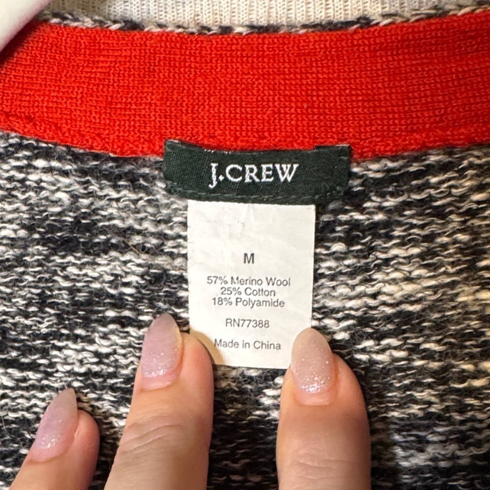 J. Crew Black and White wool/cotton blend Women's Cardigan - Picture 2 of 5